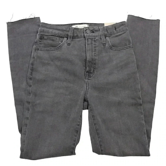 NWT Madewell Jeans Size 24 Curvy High Rise Skinny Gray Distressed Denim - Picture 1 of 16